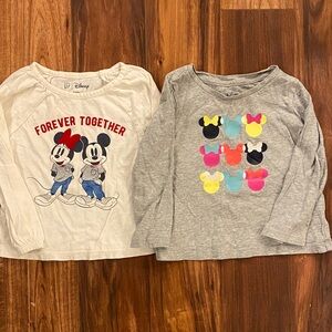 Gap Disney Kids Long Sleeve Tees - White and Gray with Mickey and Minnie